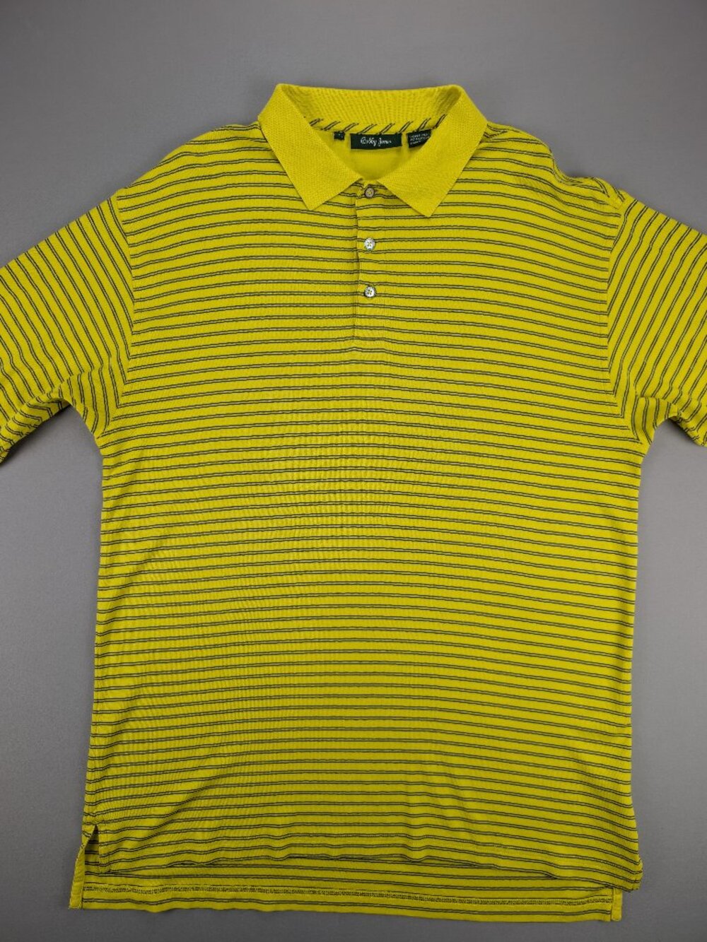 Bobby Jones Peruvian Cotton Embroidered Stripe Yellow Golf Shirt‎ - L